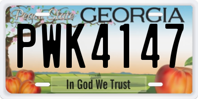 GA license plate PWK4147