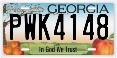 GA license plate PWK4148