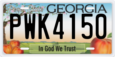 GA license plate PWK4150
