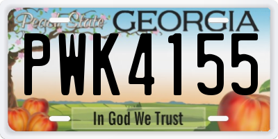 GA license plate PWK4155