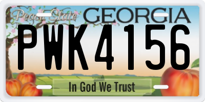 GA license plate PWK4156
