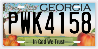GA license plate PWK4158