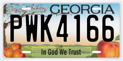 GA license plate PWK4166