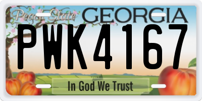 GA license plate PWK4167