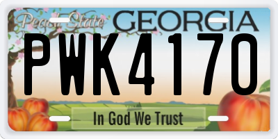 GA license plate PWK4170
