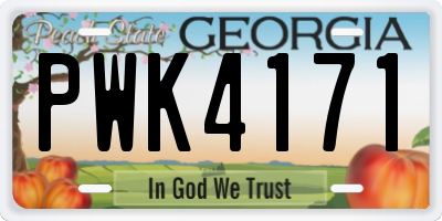 GA license plate PWK4171