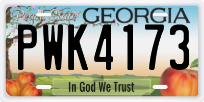 GA license plate PWK4173