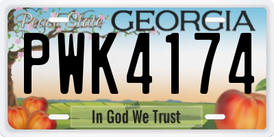 GA license plate PWK4174