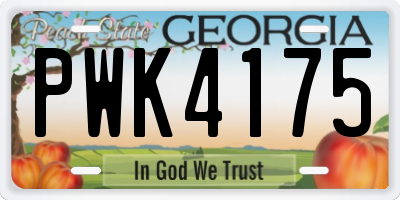 GA license plate PWK4175