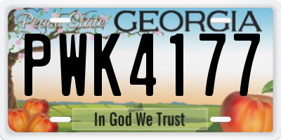 GA license plate PWK4177