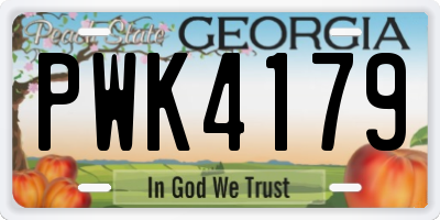 GA license plate PWK4179