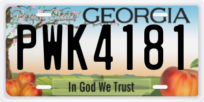 GA license plate PWK4181