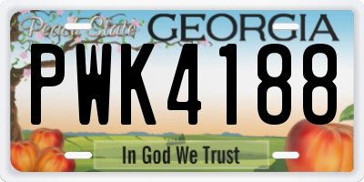GA license plate PWK4188