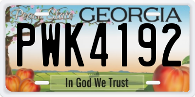 GA license plate PWK4192