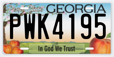 GA license plate PWK4195