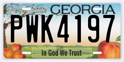 GA license plate PWK4197