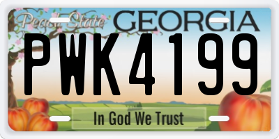 GA license plate PWK4199
