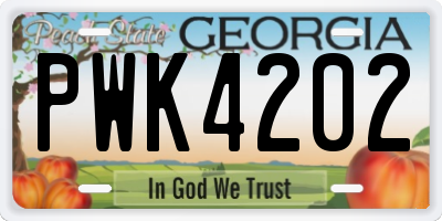 GA license plate PWK4202