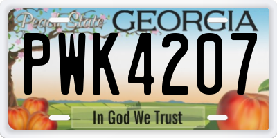 GA license plate PWK4207