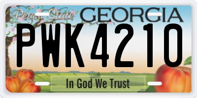 GA license plate PWK4210
