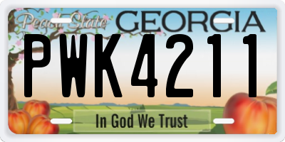 GA license plate PWK4211