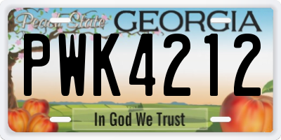 GA license plate PWK4212