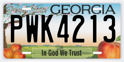 GA license plate PWK4213