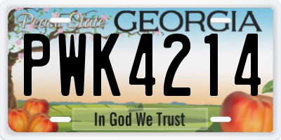 GA license plate PWK4214