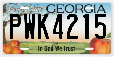 GA license plate PWK4215