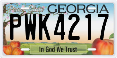 GA license plate PWK4217