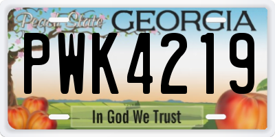 GA license plate PWK4219