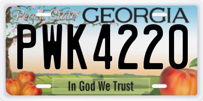 GA license plate PWK4220