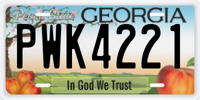 GA license plate PWK4221