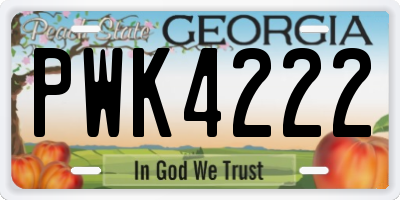 GA license plate PWK4222