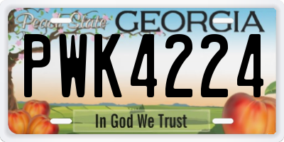 GA license plate PWK4224