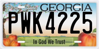 GA license plate PWK4225