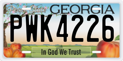 GA license plate PWK4226