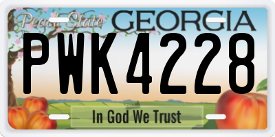 GA license plate PWK4228
