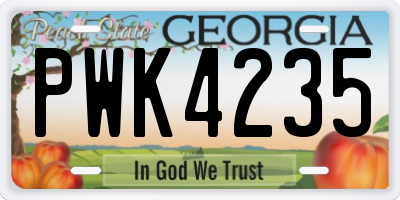 GA license plate PWK4235