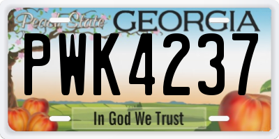 GA license plate PWK4237