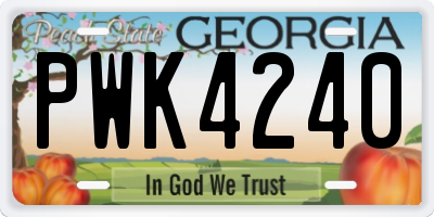 GA license plate PWK4240