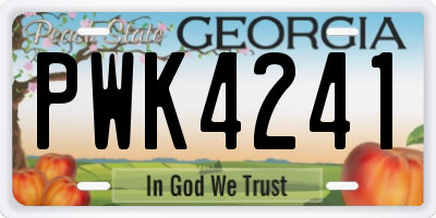 GA license plate PWK4241