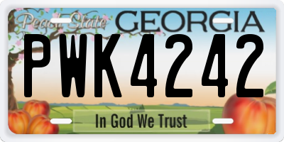GA license plate PWK4242
