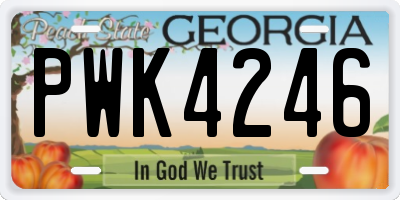 GA license plate PWK4246