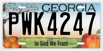 GA license plate PWK4247