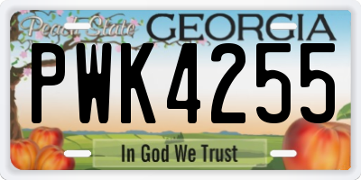 GA license plate PWK4255