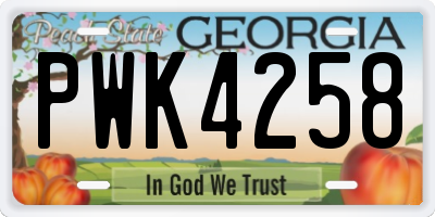 GA license plate PWK4258