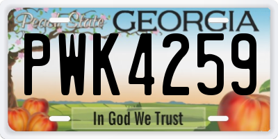 GA license plate PWK4259