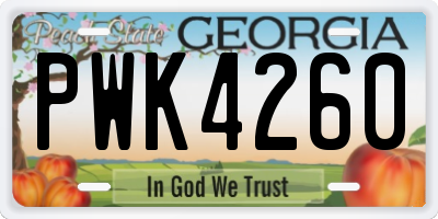 GA license plate PWK4260