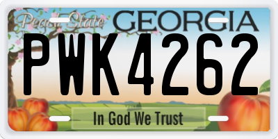 GA license plate PWK4262